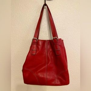 Tingananello Red Pebble Leather Satchel Shoulder Purse